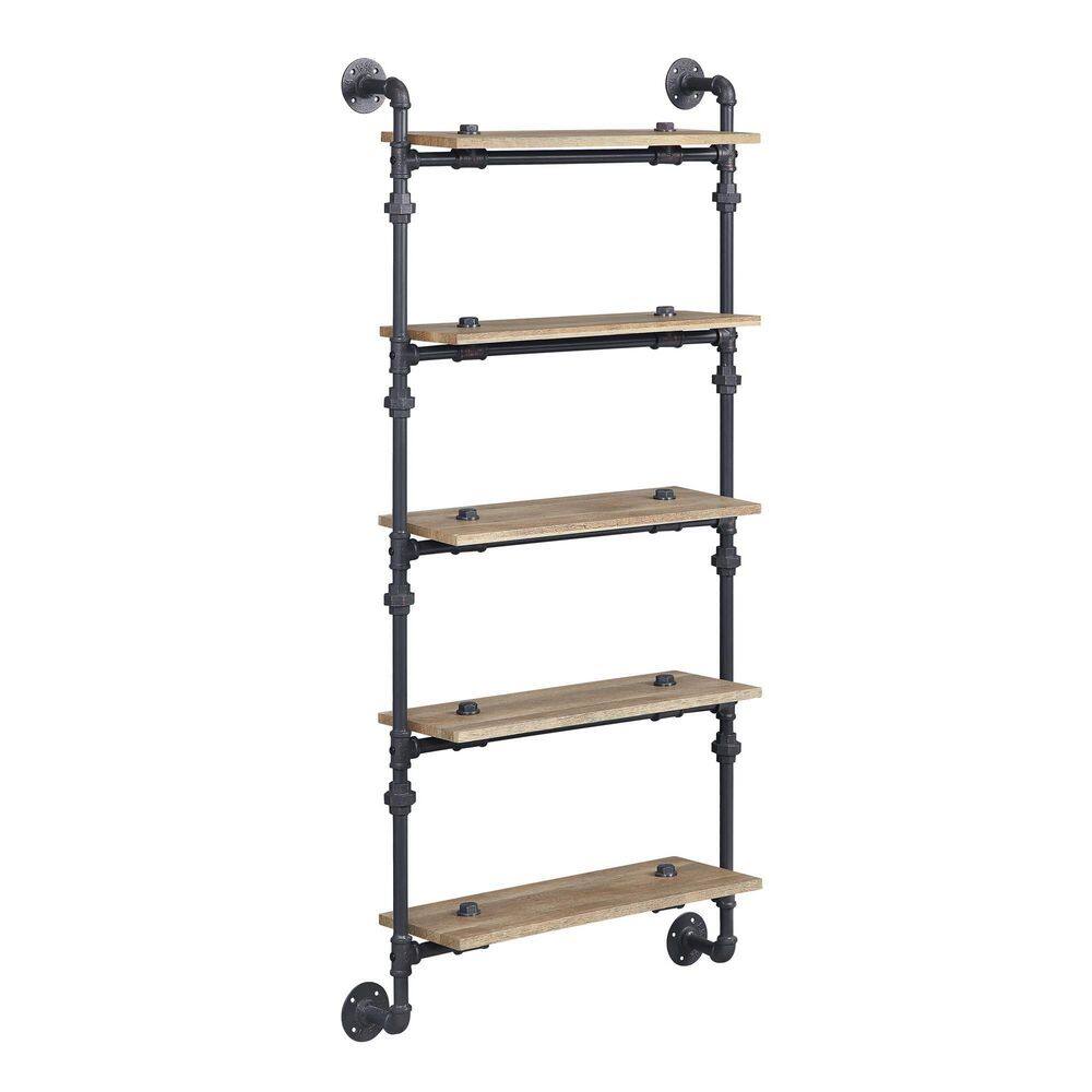 ZIRUWU Brantley Oak Wall Rack with 5 Shelves ZQP-CR19A