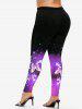 Butterfly Galaxy Print T-shirt and High Waist Butterfly Print Leggings Plus Size Matching Set