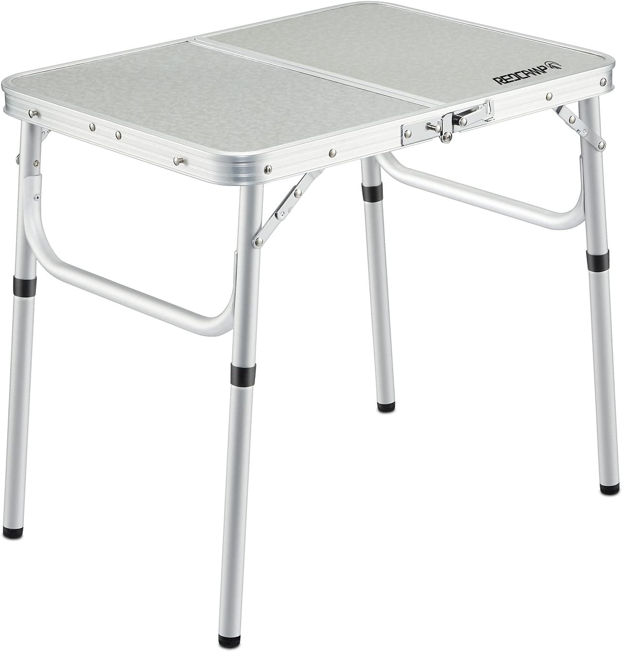 REDCAMP 2 Foot Folding Camping Table, Portable Lightweight Aluminum Table for Outdoor Picnic Cooking, White 2 Heights