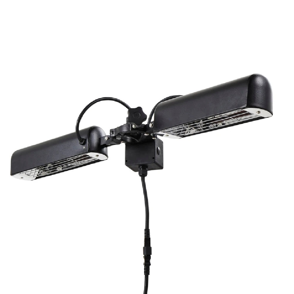 Forum ZR-37448-BLK Black Outdoor 2 x 900W Rectangle Head Parasol Radiant Heater IPX3