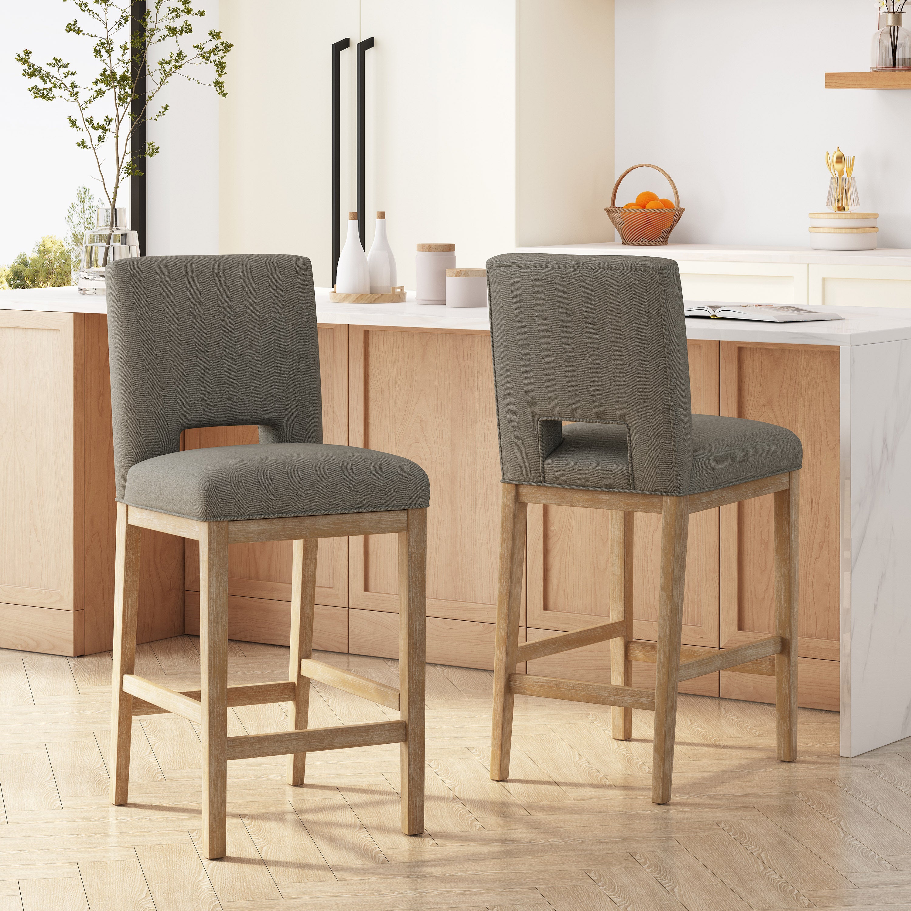 Kiara Contemporary Fabric Upholstered 31 Inch Barstools, Set of 2