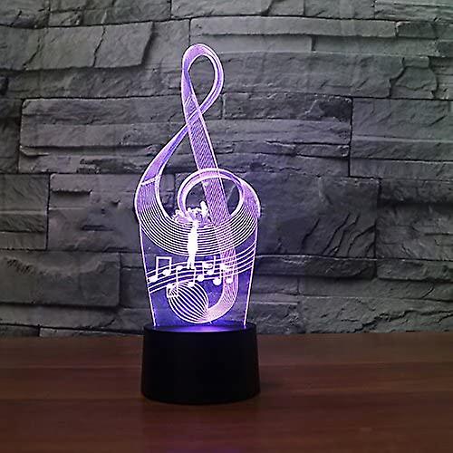 3d Fashion Art Music Notation Night Light Touch Table Desk Optical Illusion Lamps 7 Color Changing Lights Home Xmas Birthday Gift