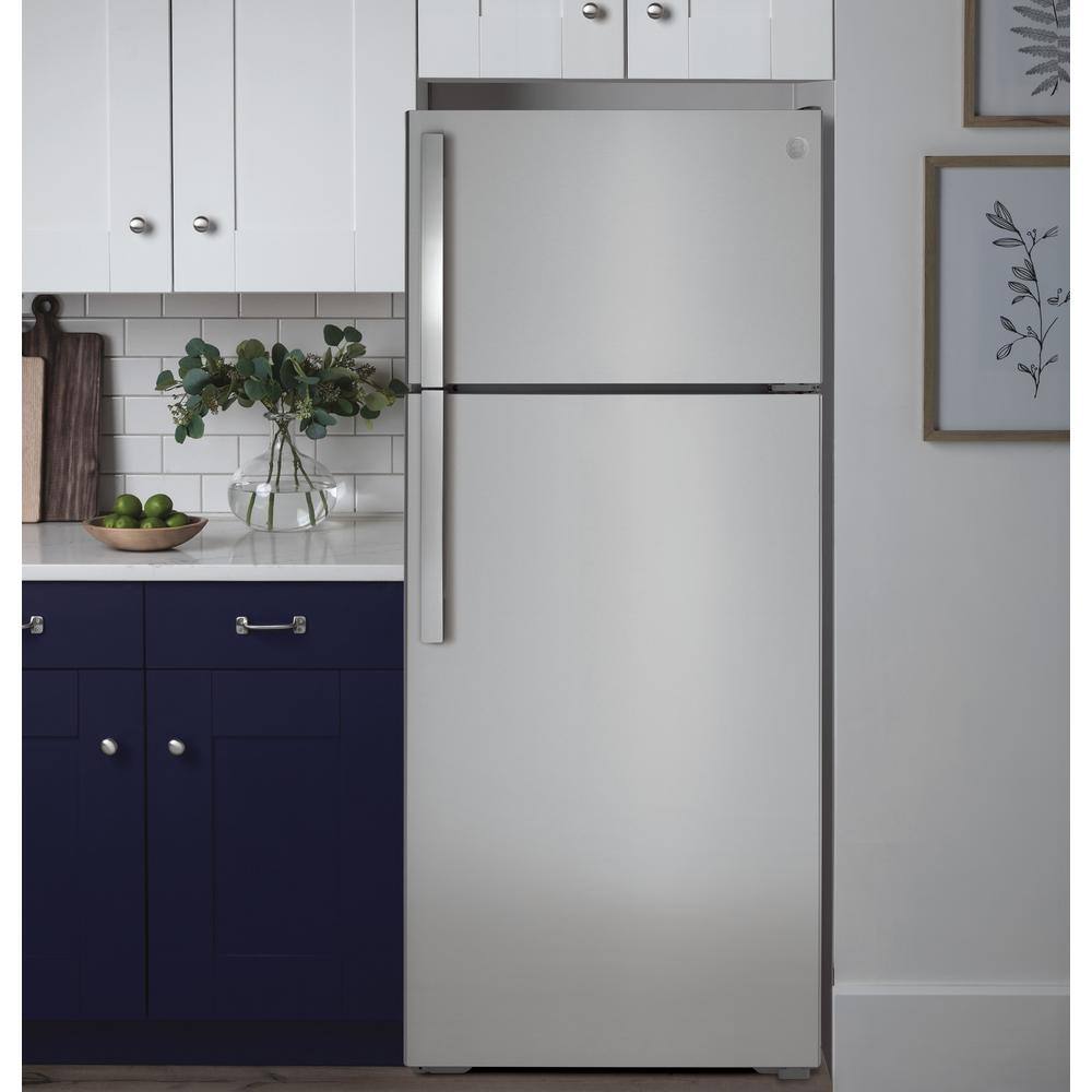 GE 17.5 cu. ft. Top Freezer Refrigerator in Stainless Steel ENERGY STAR GTE18GSNRSS