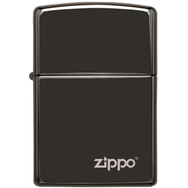 Zippo Classic High Polish Black Zippo Logo Windproof Lighter