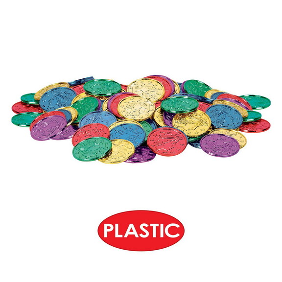 Beistle 50856 ASST Plastic Coins  asstd colorsmo...