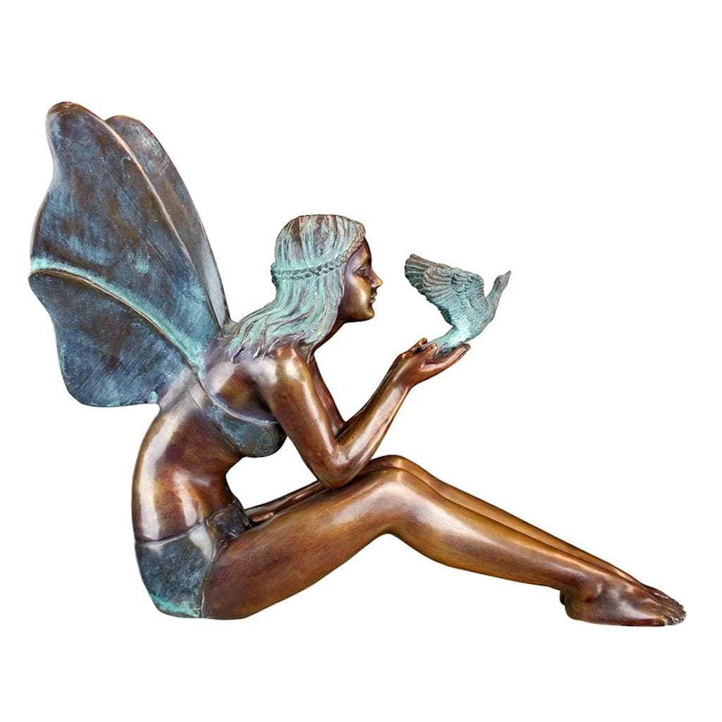 Bird Fairy Cast Bronze Garden Statue: Large by Design Toscano