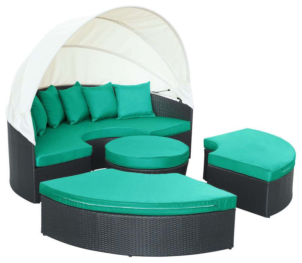 Modway Quest Canopy Outdoor Patio Daybed  Espresso  Orange   Tropical   Outdoor Lounge Sets   by GwG Outlet  Houzz