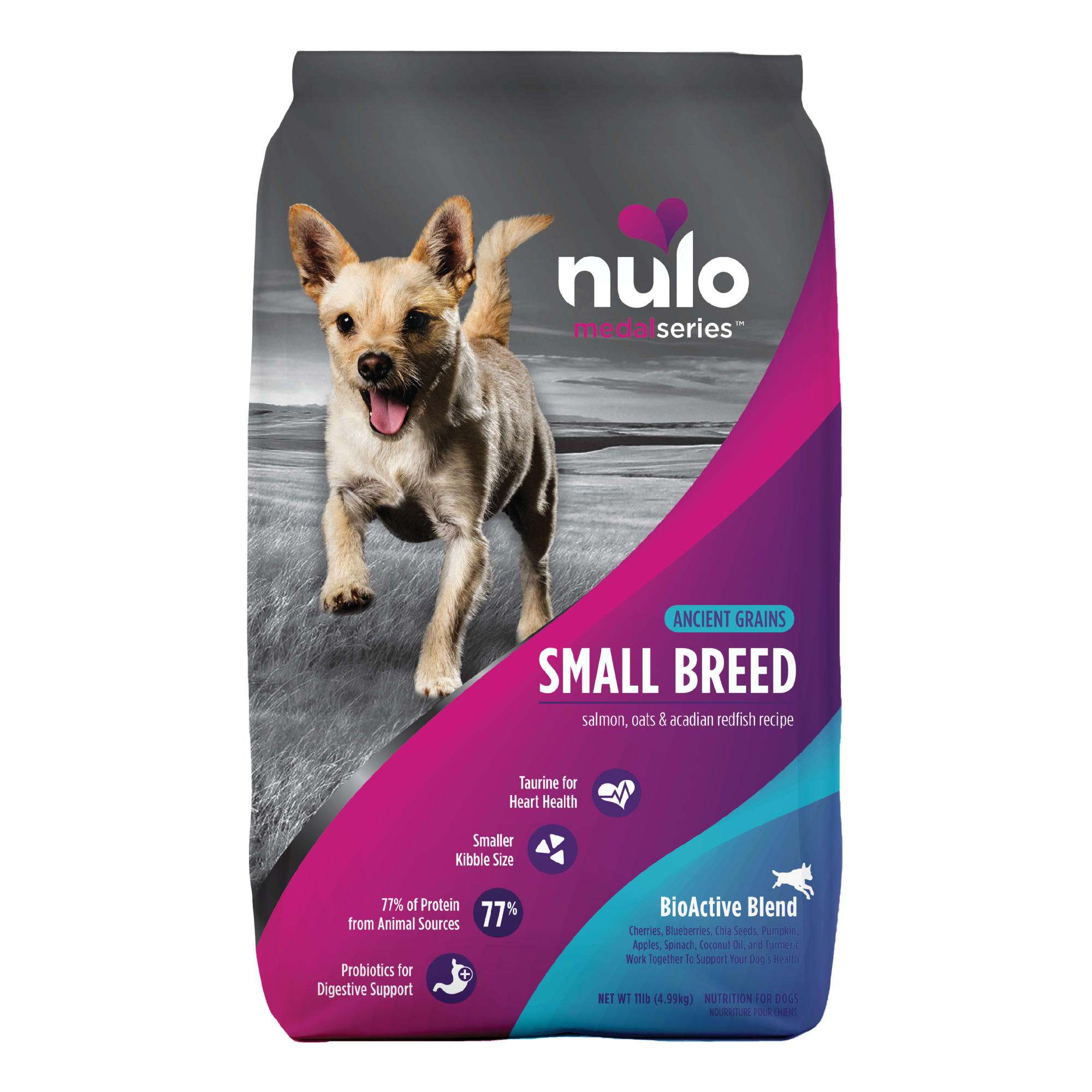 Nulo MedalSeries Ancient Grains Salmon， Oats  Acadian Redfish Small Breed Dry Dog Food， 11 lbs.