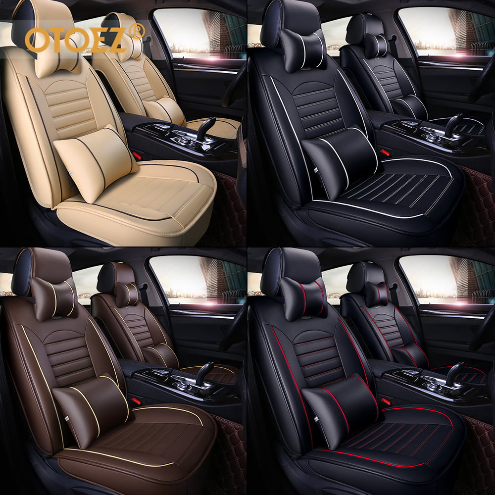 OTOEZ Universal Car Seat Cover Full Set PU Leather 5 Seats Front Rear Seat Cushion