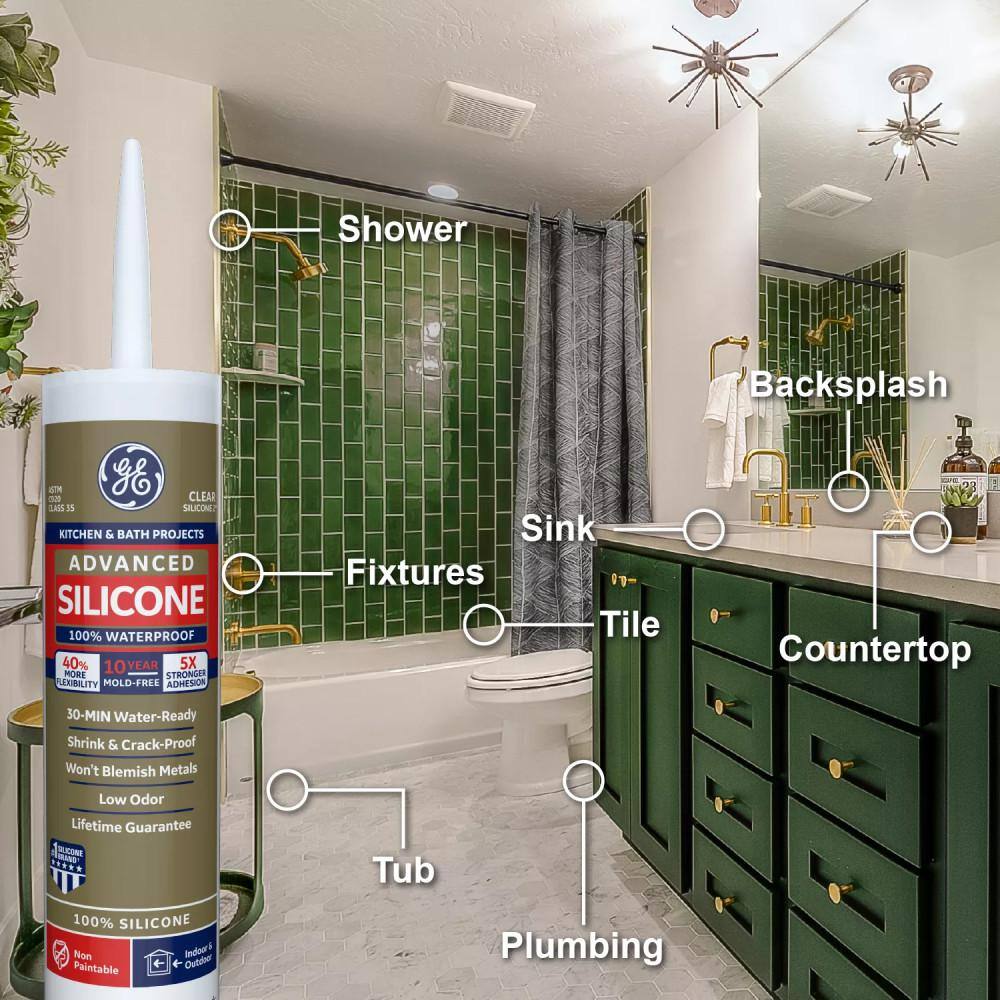 GE Advanced Silicone 2 2.8 oz. Clear Kitchen and Bath Caulk 2709136