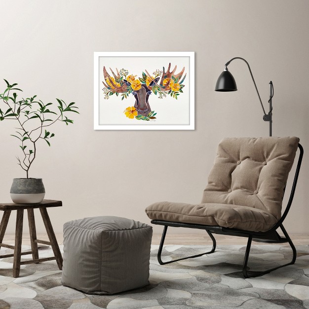 Americanflat Farmhouse Wall Art Room Decor Floral Moose By Cat Coquillette