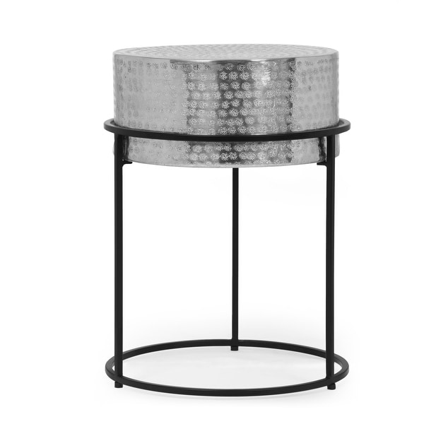 Clopton Modern Handcrafted Aluminum Round Side Table by Christopher Knight Home - 14.75