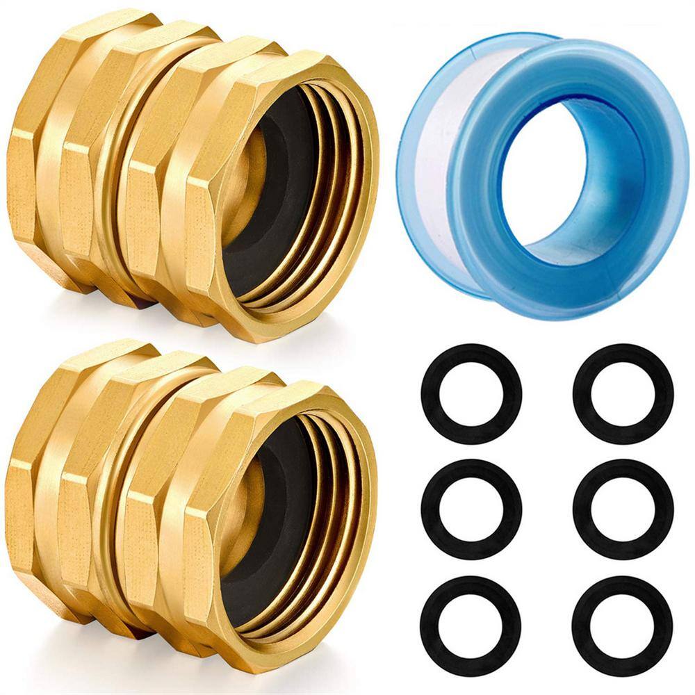 Dyiom 1.1 in. Solid Brass Garden Hose Fittings Hose Connector (2-Pack ) B092HVFP3N