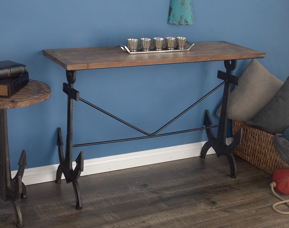 Coastal Black Metal Console Table 84280   Beach Style   Console Tables   by Brimfield  ampMay  Houzz