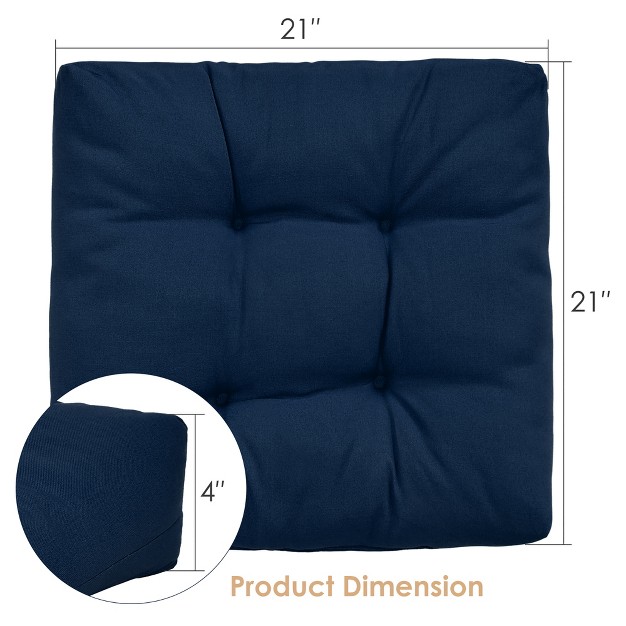 Costway 2pcs 21 x27 x27 X 21 x27 x27 Patio Chair Seat Cushion Pads Indoor outdoor Navy turquoise