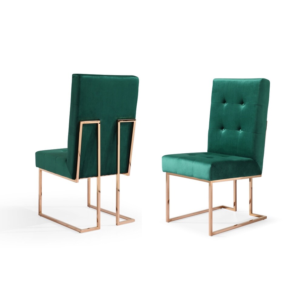 Modrest Legend Modern Green Velvet   Rose Gold Dining Chair (Set of 2)