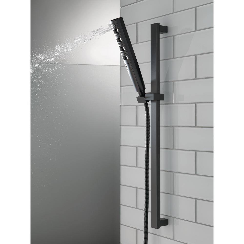 Delta 4-Spray Patterns 1.75 GPM 1.43 in. Wall Mount Handheld Shower Head with H2Okinetic in Matte Black 51140-BL