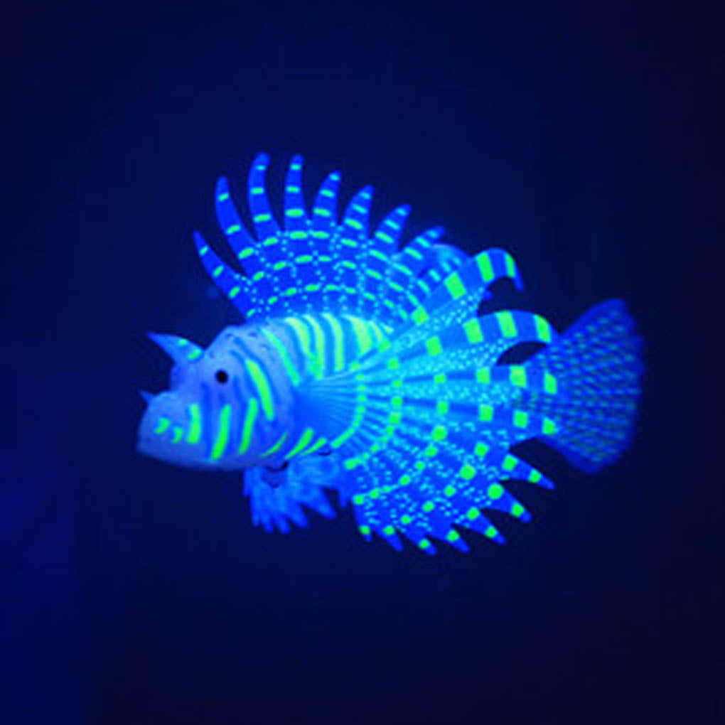 Luminous Artificial Lion Fish Silicone Glowing Fake Lionfish Aquarium Landscape Decoration Blue