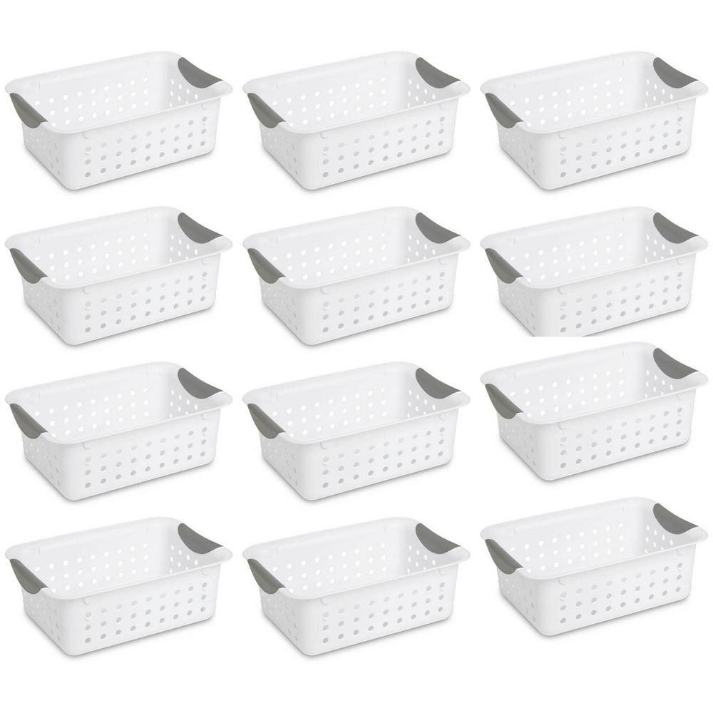 Sterilite Small Ultra Plastic 1.5 Gal. Storage Bin Organizer Baskets in White (12-Pack) 12 X 16228012