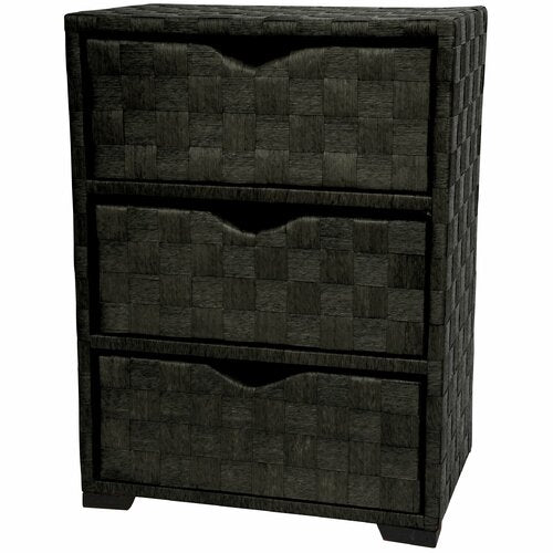 Oriental Furniture Natural Fiber Chest of Drawers, 3 Drawer, mocha color