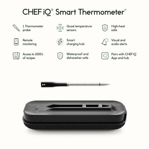 Chef Iq Smart Wireless Unlimited Range Leave in Meat Thermometer For Indoor outdoor Grilling 1 Probe