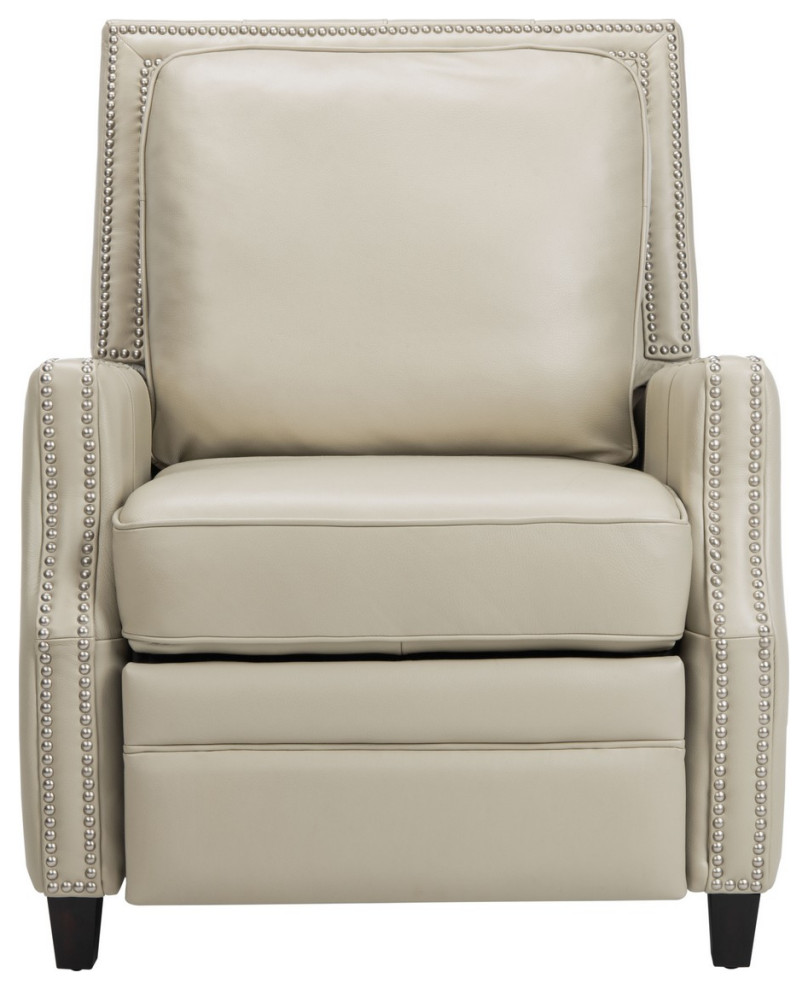 Stirling Leather Recliner Cream   Transitional   Recliner Chairs   by Peachtree Fine Furniture  Houzz