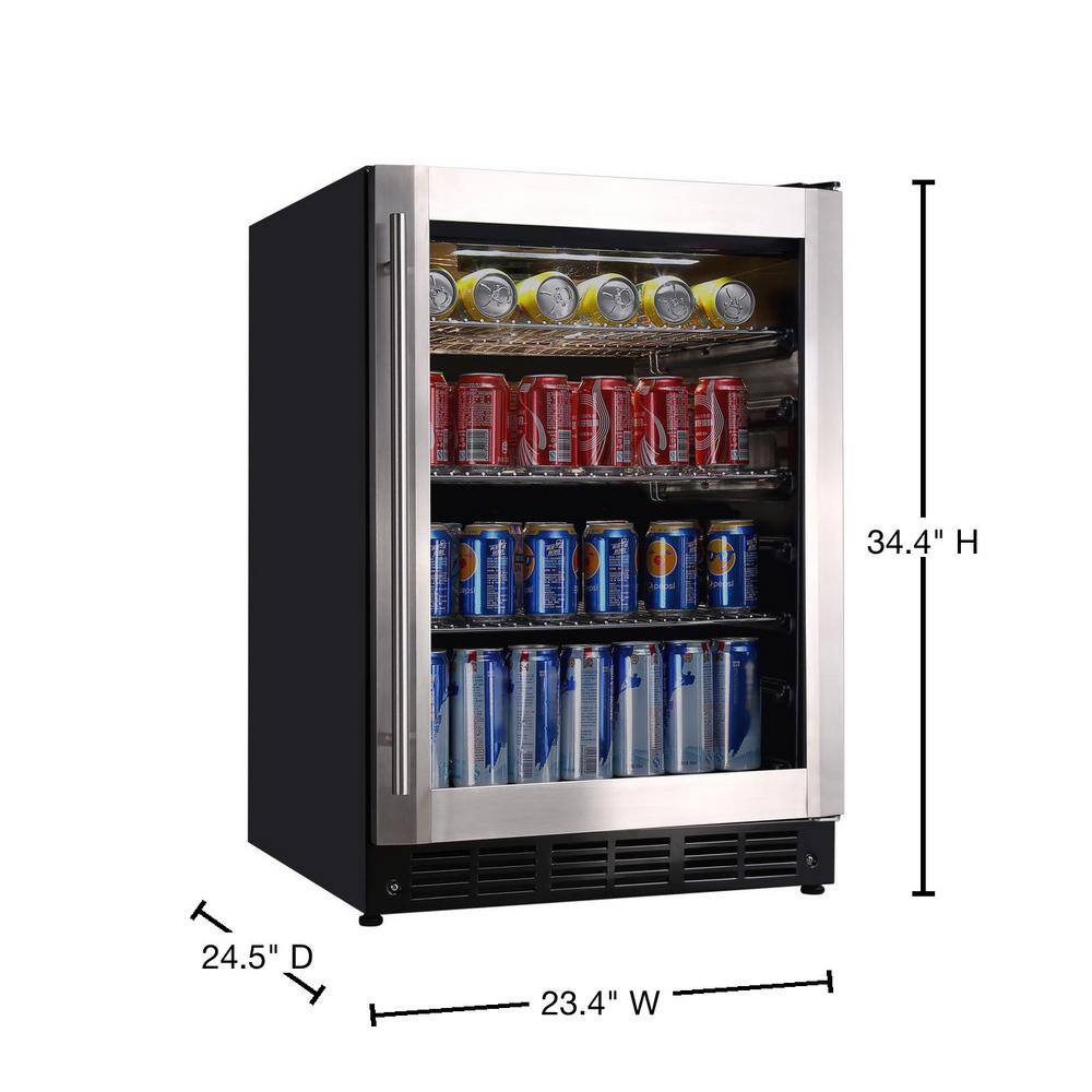 Vissani 23.4 in. 50 Bottle 154 Can Wine and Beverage Cooler with Stainless Steel Door HVBC58ST