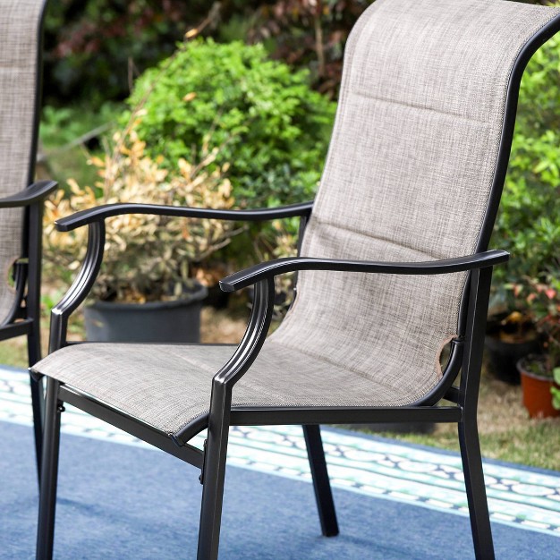 2pk Steel Patio Padded Sling Arm Chairs Captiva Designs