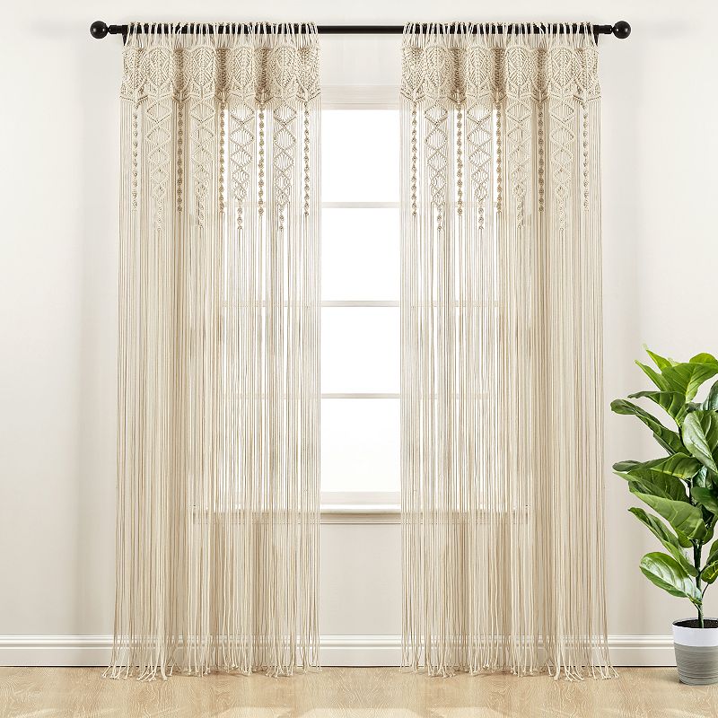 Lush Decor Boho Macrame Textured Cotton Window Curtain