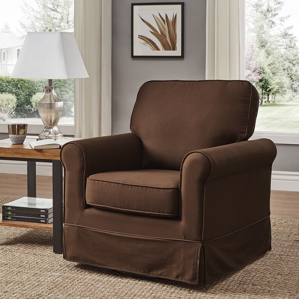 Fallon Rolled Arm Cotton Fabric Swivel Chair by iNSPIRE Q Classic