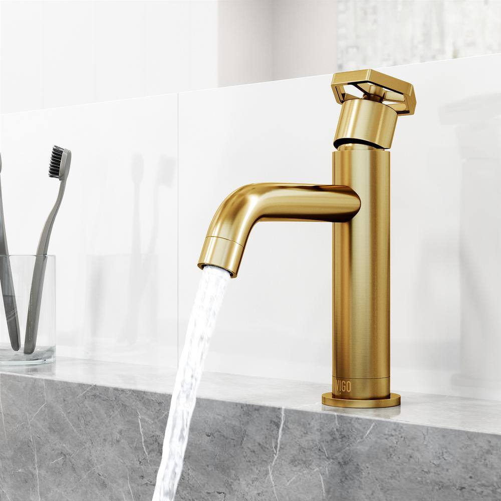 VIGO Ruxton Single Handle Single-Hole Bathroom Faucet in Matte Brushed Gold VG01050MG