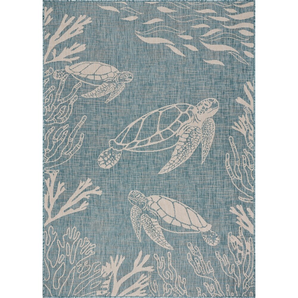 LR Home Seaside Tropical Turtle Reef Indoor Outdoor Rug