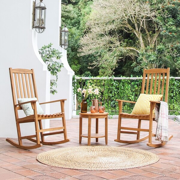 Cambridge Casual Alston 3piece Teak Outdoor Rocking Chair Chat Set