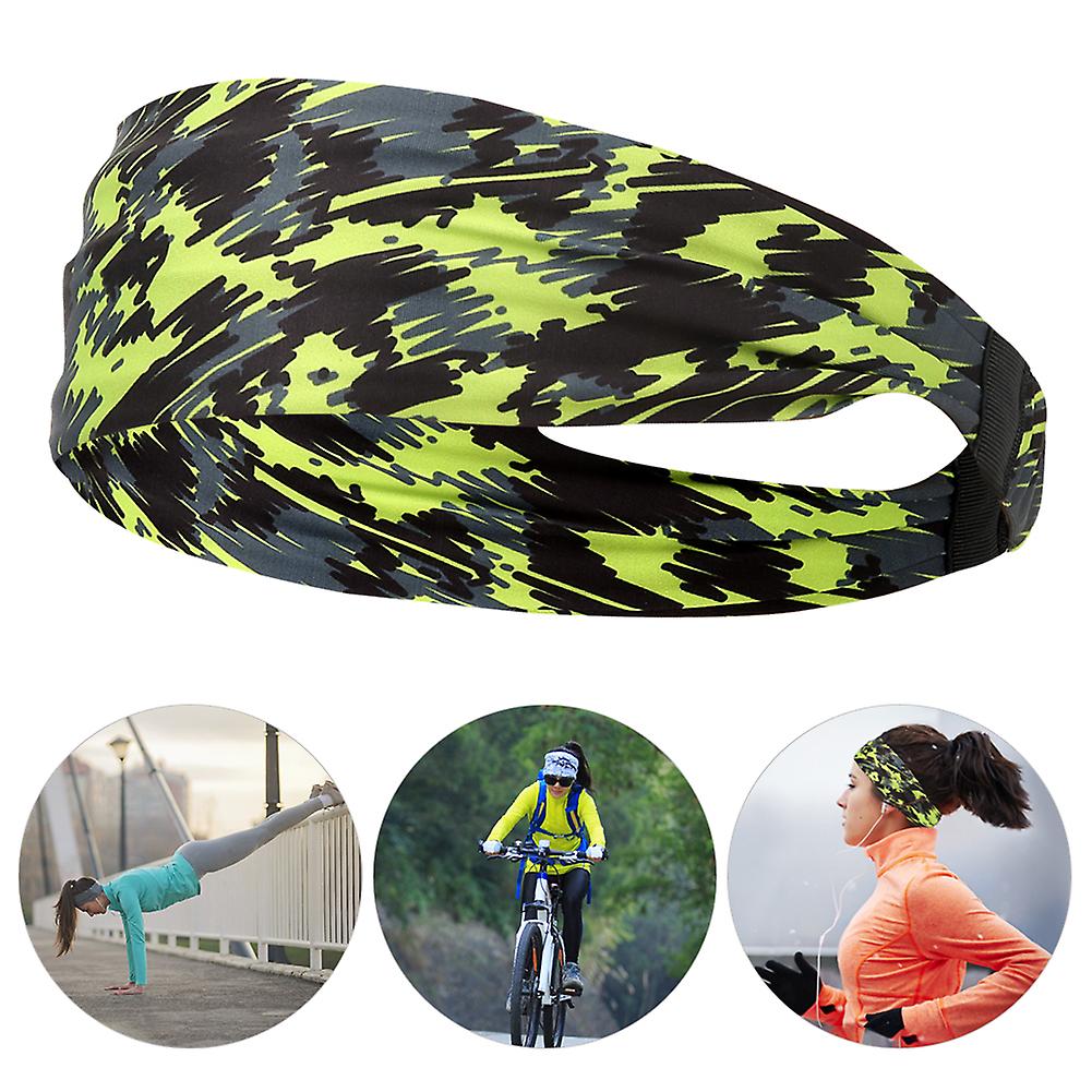 Polyurethane Fiber Green Printed Yoga Hair Band Quick Dry Outdoor Sports Fitness Headband For Running Cyclinggreen