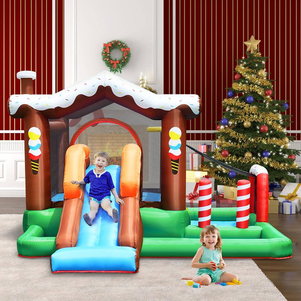 Costway Inflatable Bouncer Bounce Sno-Watt House Jump Climbing Slide with BallPit and tunnel OP70396