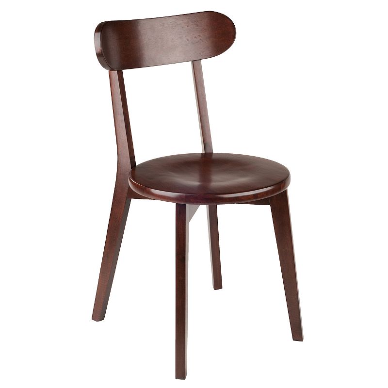 Set of 2 Walnut Wood Chair with Round Seat and Inspired Flared Legs 31.5