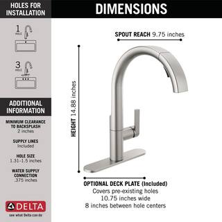 Delta Keele Single-Handle Pull-Down Sprayer Kitchen Faucet in SpotShield Stainless 19824LF-SP