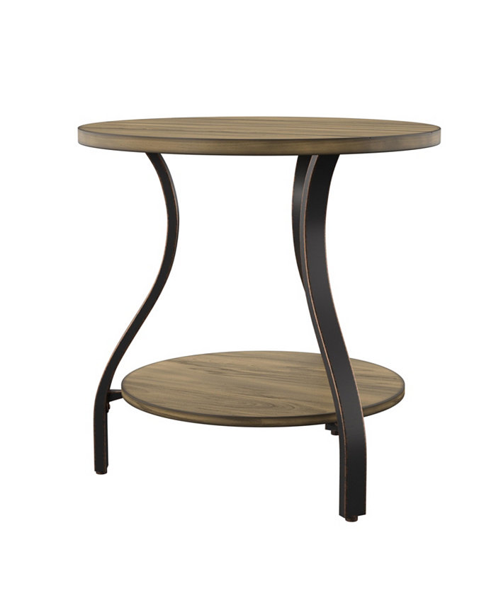 Steve Silver Denise 24 Round Wood and Metal End Table