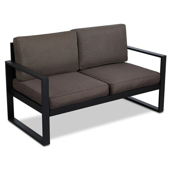 Baltic Outdoor Love Seat in Black by Real Flame