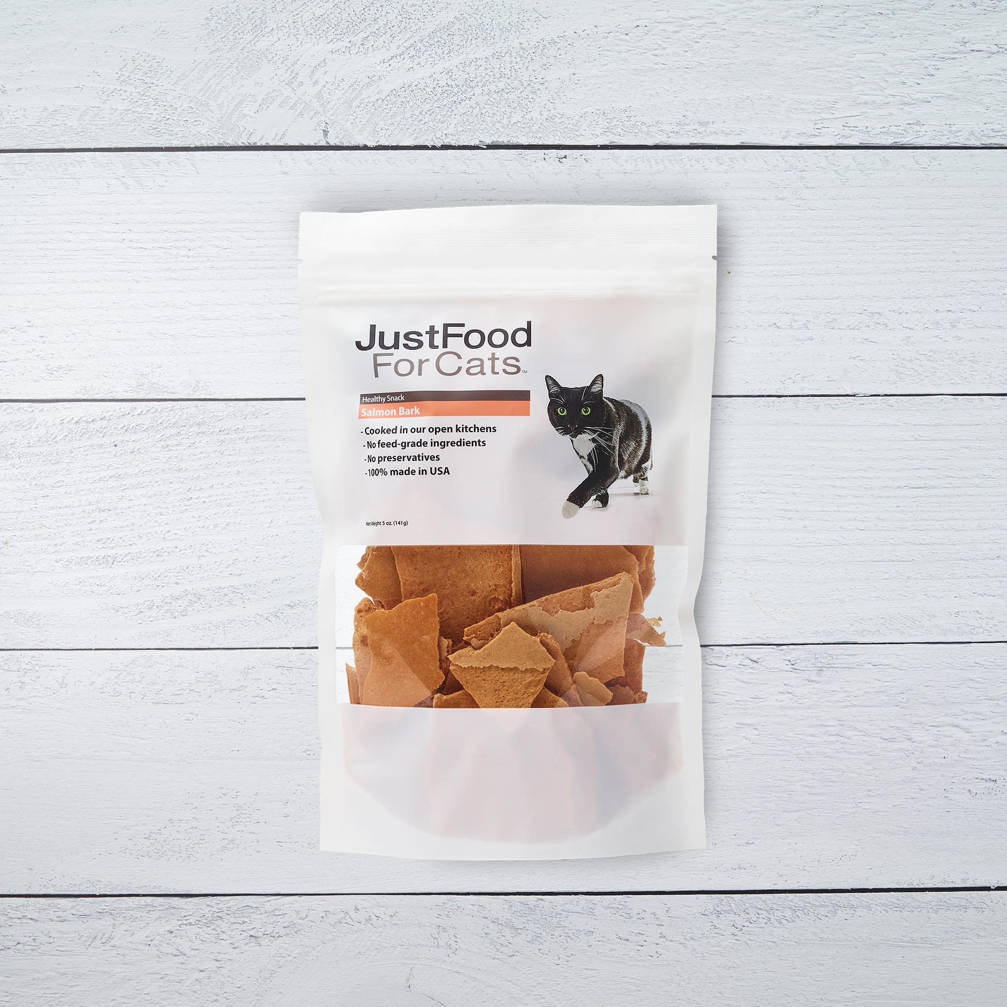 JustFoodForDogs Snacks Salmon Bark Cat Treats， 5 oz.