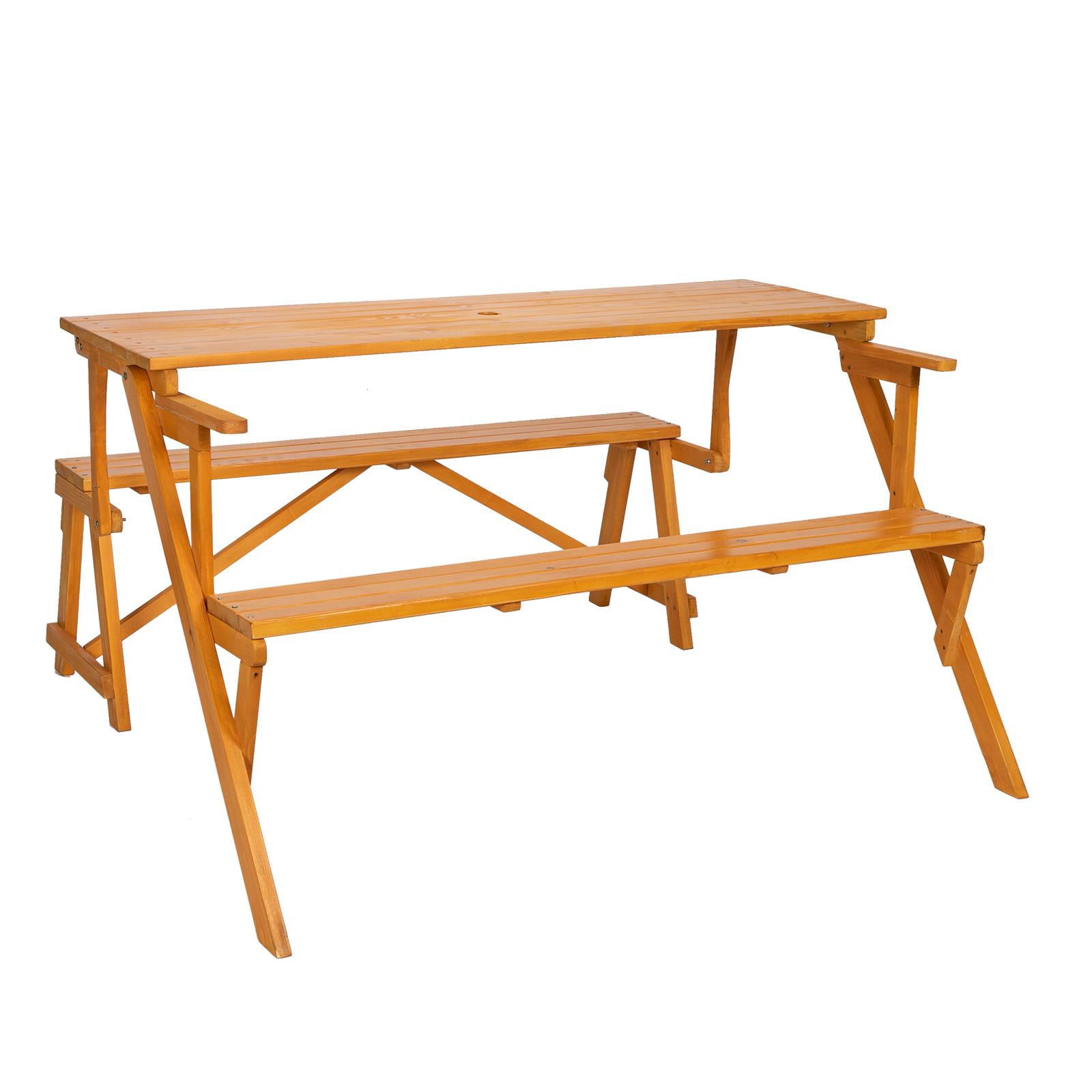 SalonMore Dual Purpose Conjected Wood Table and Chair for Picnic