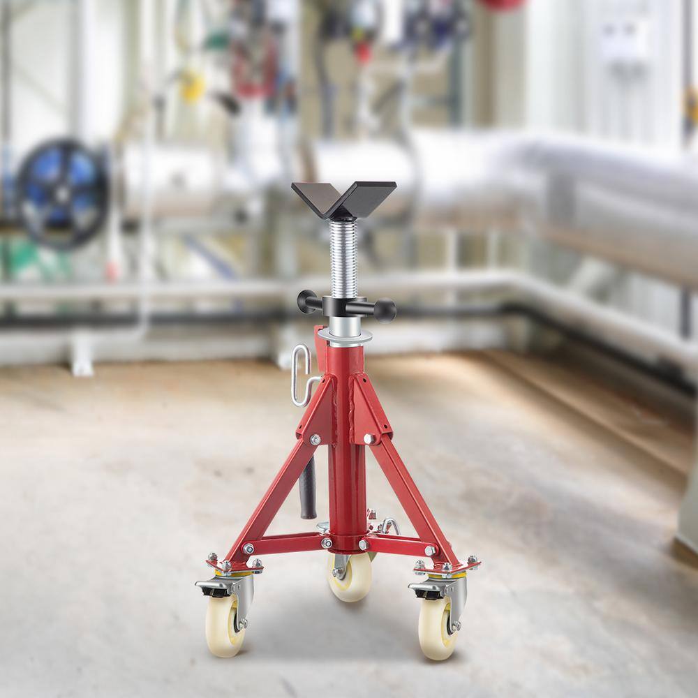 VEVOR Pipe Jack Stand wCasters 882 lbs. V Head Pipe Stand Adjustable Height 20 in. 37 in. Folding Pipe Stands 18 to 12 in. GJGJXDL1107CVICJBV0