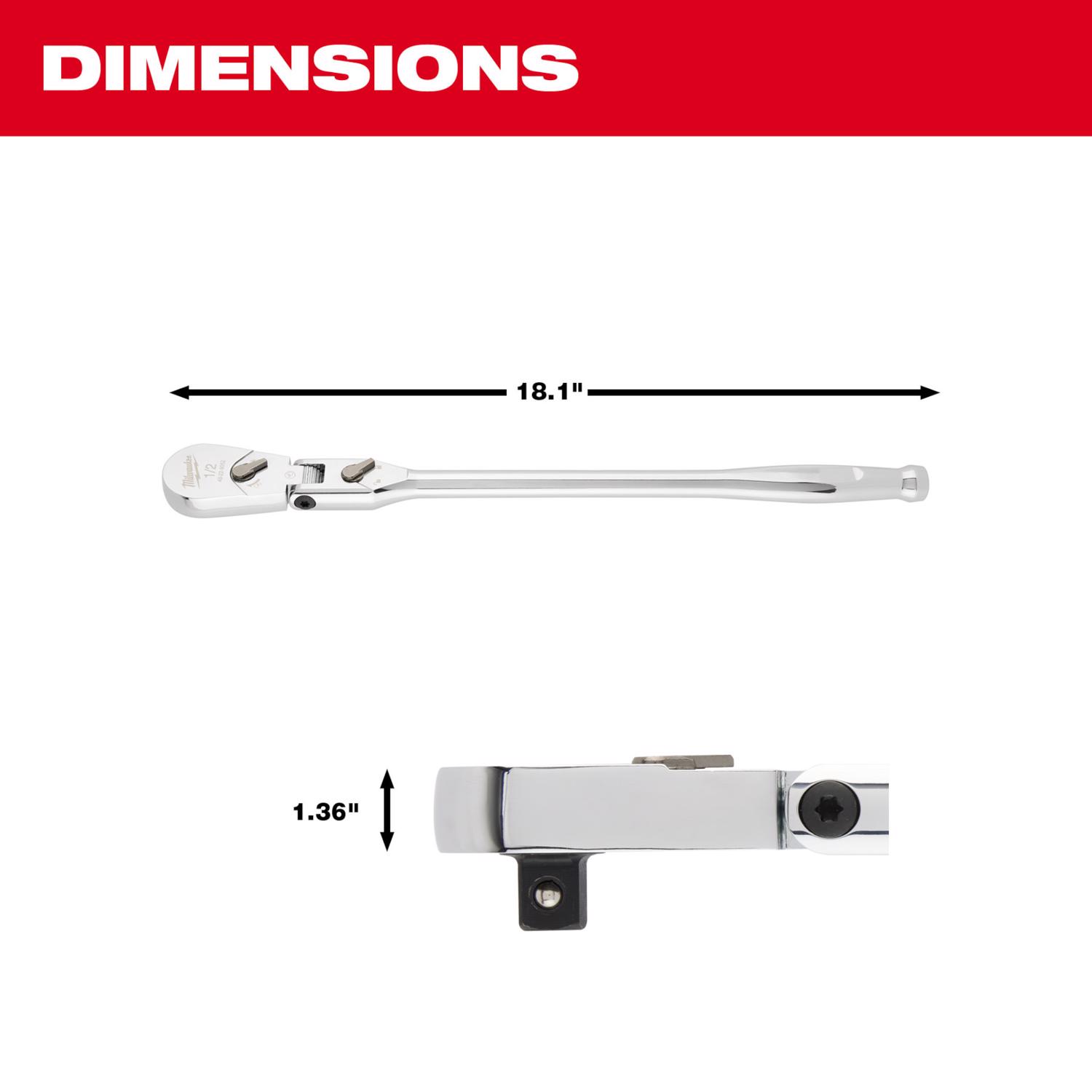 MW 1/2 in. drive SAE Flex Head Ratchet 90 teeth