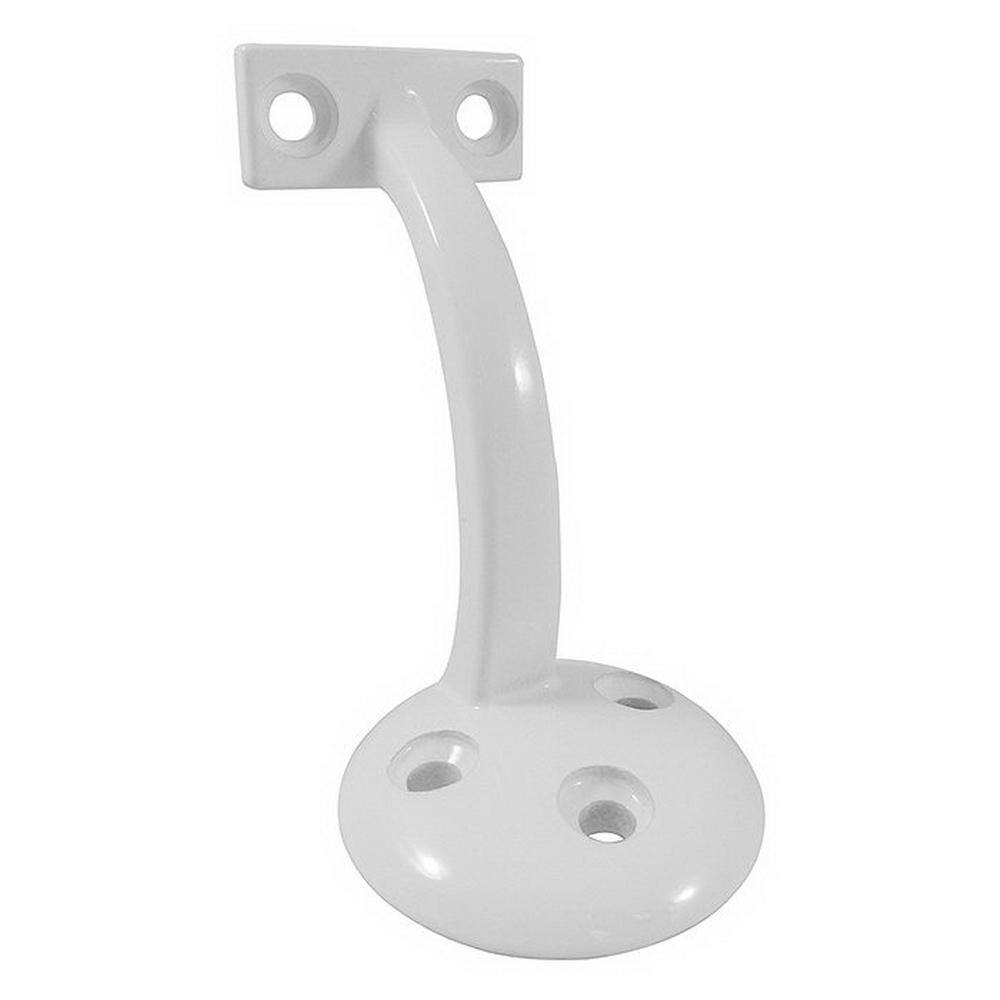 Richelieu Hardware 3-18 in. (80 mm) White General-Duty Zamak Handrail Bracket for Flat Bottom Handrail 22820WV