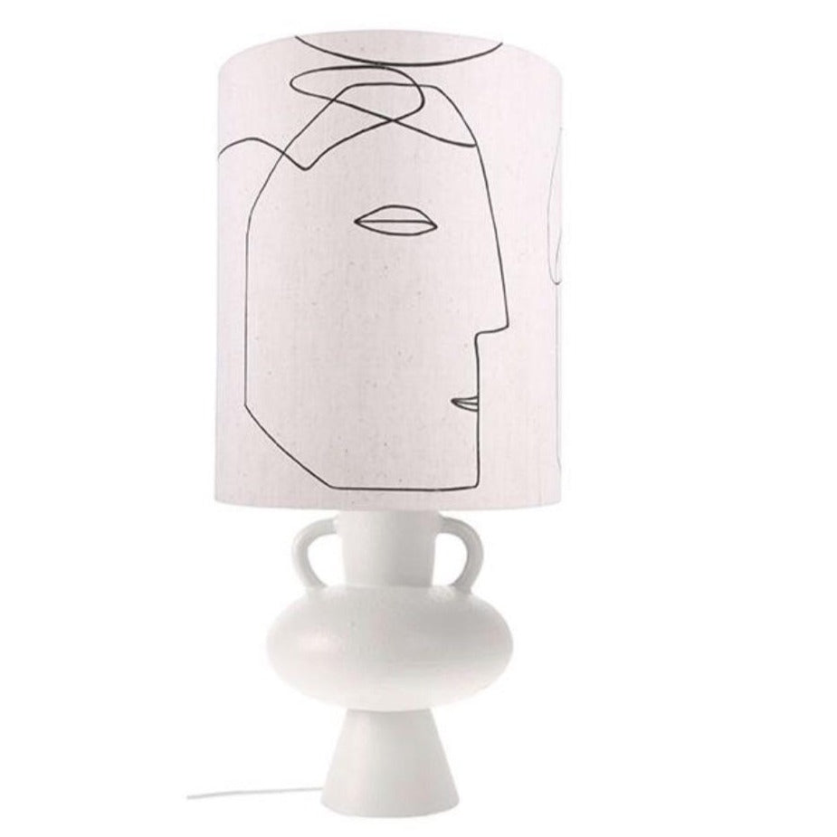 Printed faces table lamp - white base