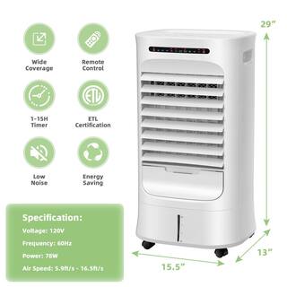 Costway 1000 CFM 3 of Speed Settings 4-in-1 Portable Evaporative Cooler for 500 sq.ft. ES10122US-WH