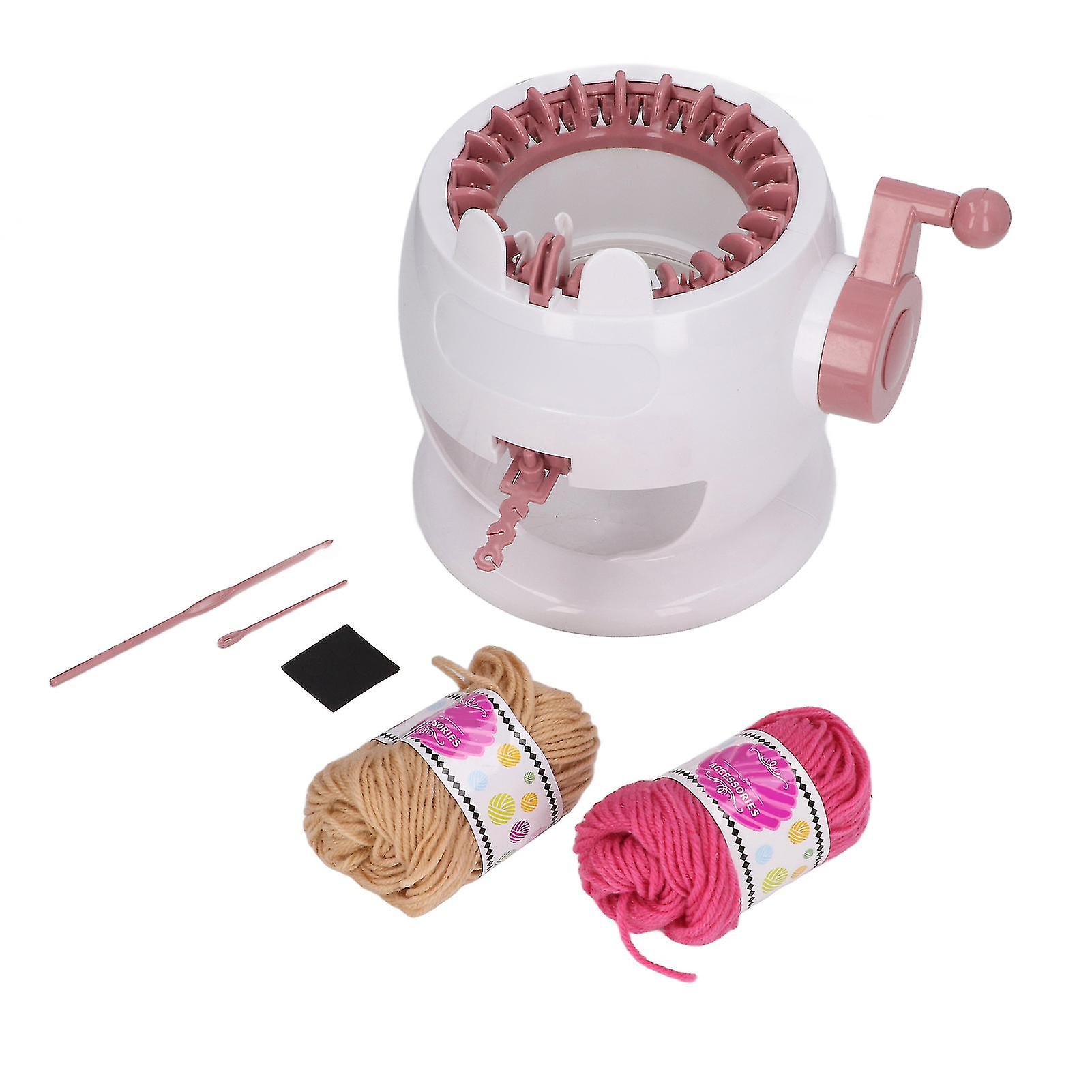 Small Kids Knitting Machine 22 Needles 2 Color Strings Hand Operated Rotating Round Knitting Toy