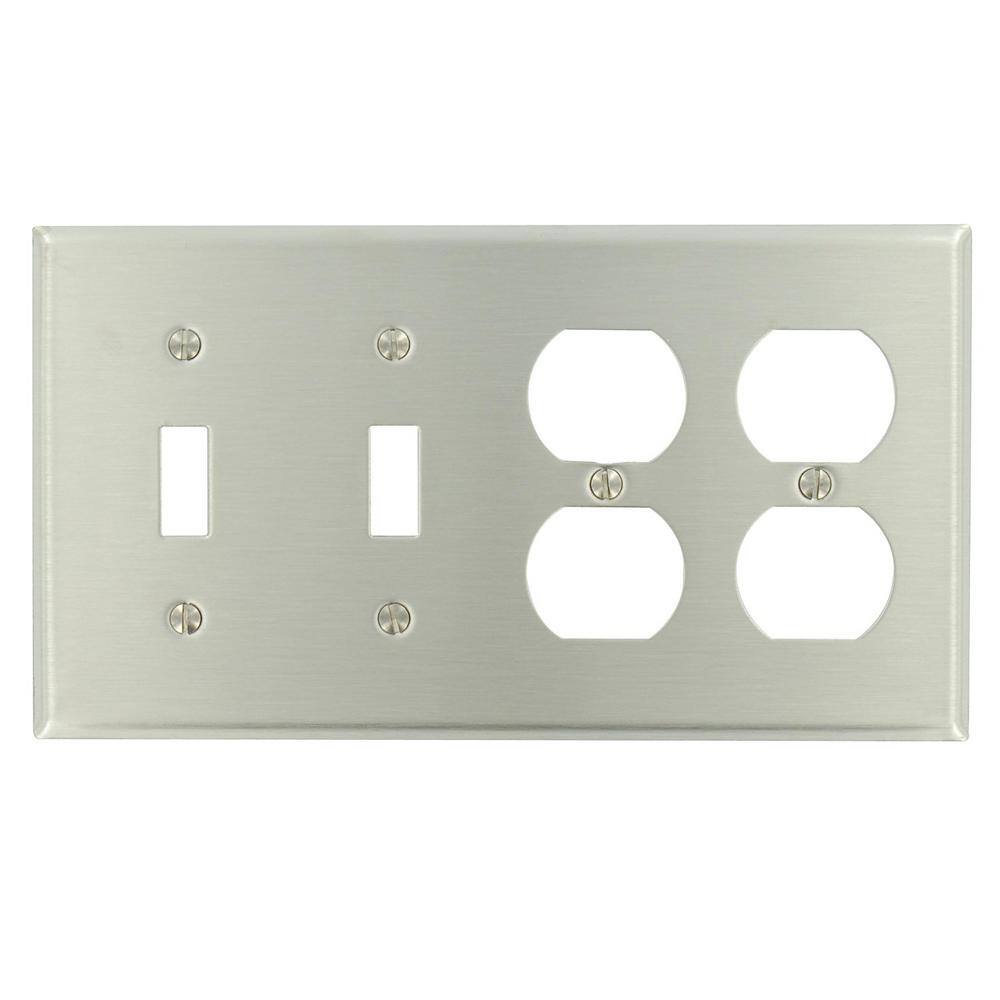 Leviton Stainless Steel 4-Gang 2-Toggle2-Duplex Wall Plate (1-Pack) 84045-40