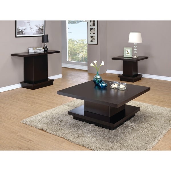 Coaster Furniture Reston Cappuccino Pedestal Square End Table