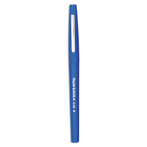 Paper Mate Point Guard Flair Stick Porous Point Pen， Medium 0.7mm， Blue Ink/Barrel， Dozen (8410152)